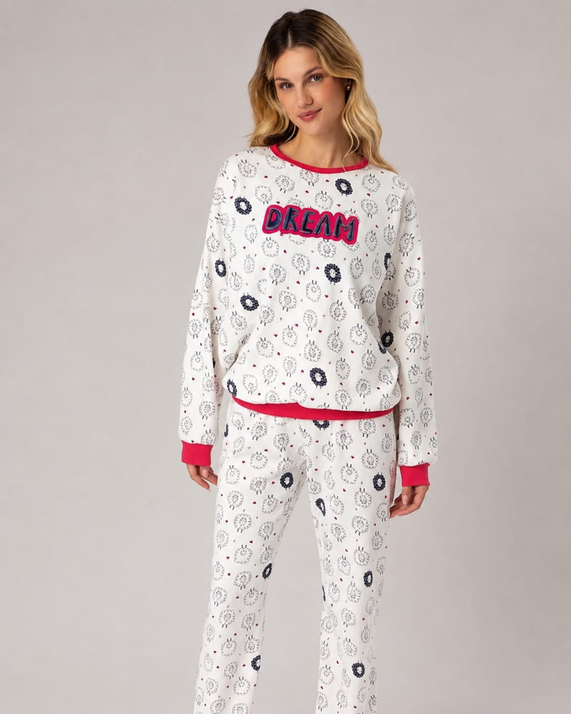 Pijama Moletinho Flanelado Feminino Adulto numero 42