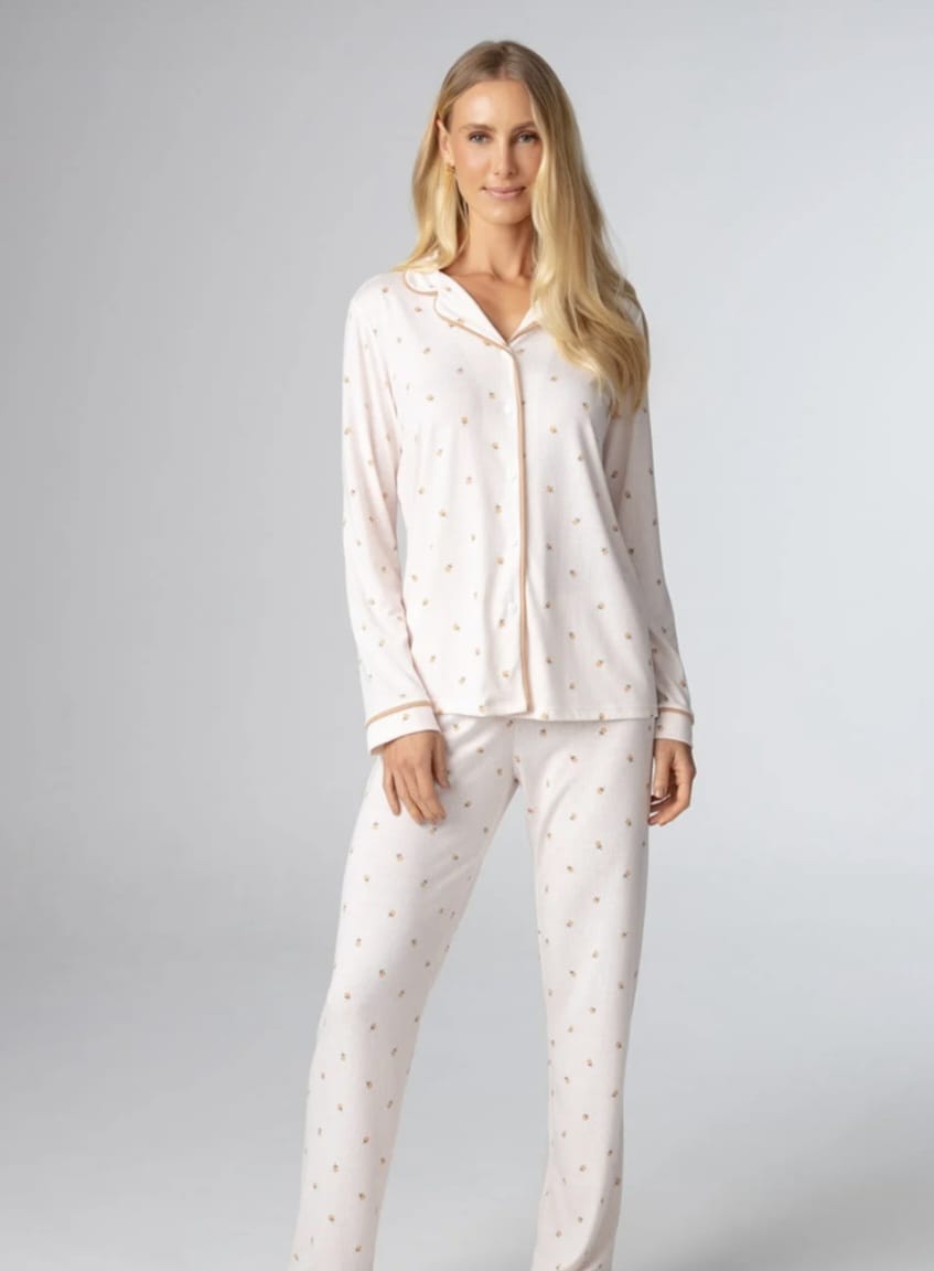 Pijama Americano Feminino Manga Longa