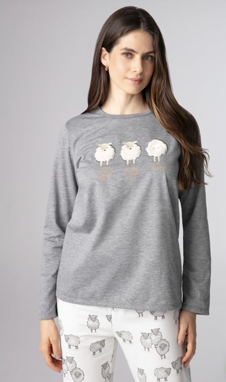Pijama feminino manga longa em Moletinho - Imagem 2