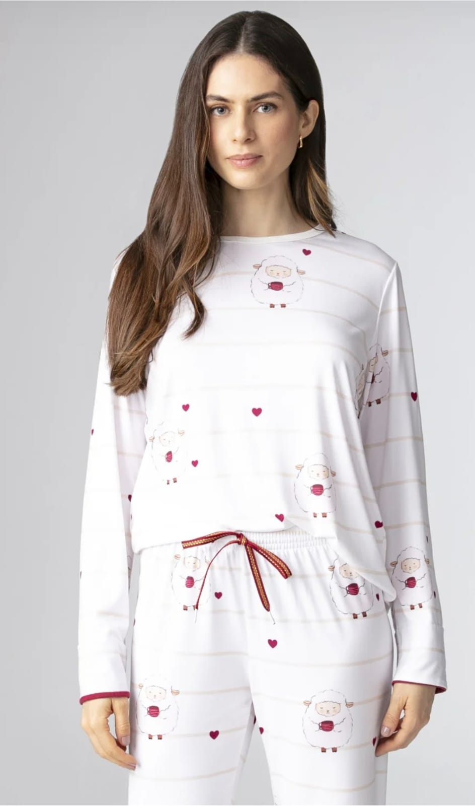 Pijama feminino adulto manga longa tamanho 40